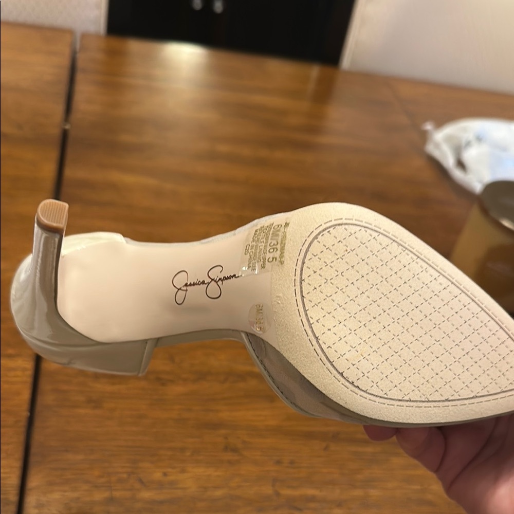 Elegant Cream and Tan Women's Heels - Picture 3 of 5